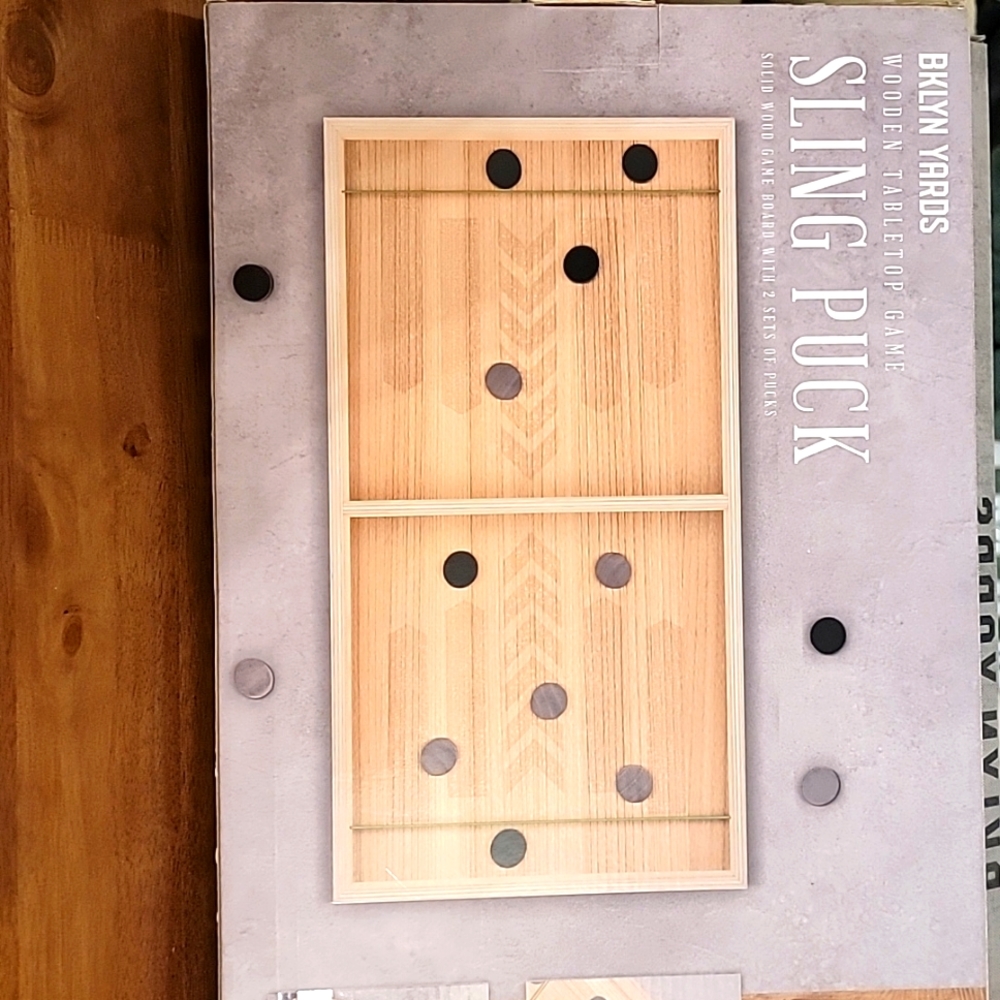 Wooden Tabletop Sling Puck Game 11.7x21.9x1in.